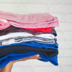 pink blue and white textiles